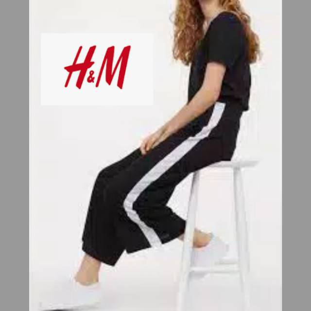 CELANA KULOT H*M WIDE-CUT JERSEY PANTS