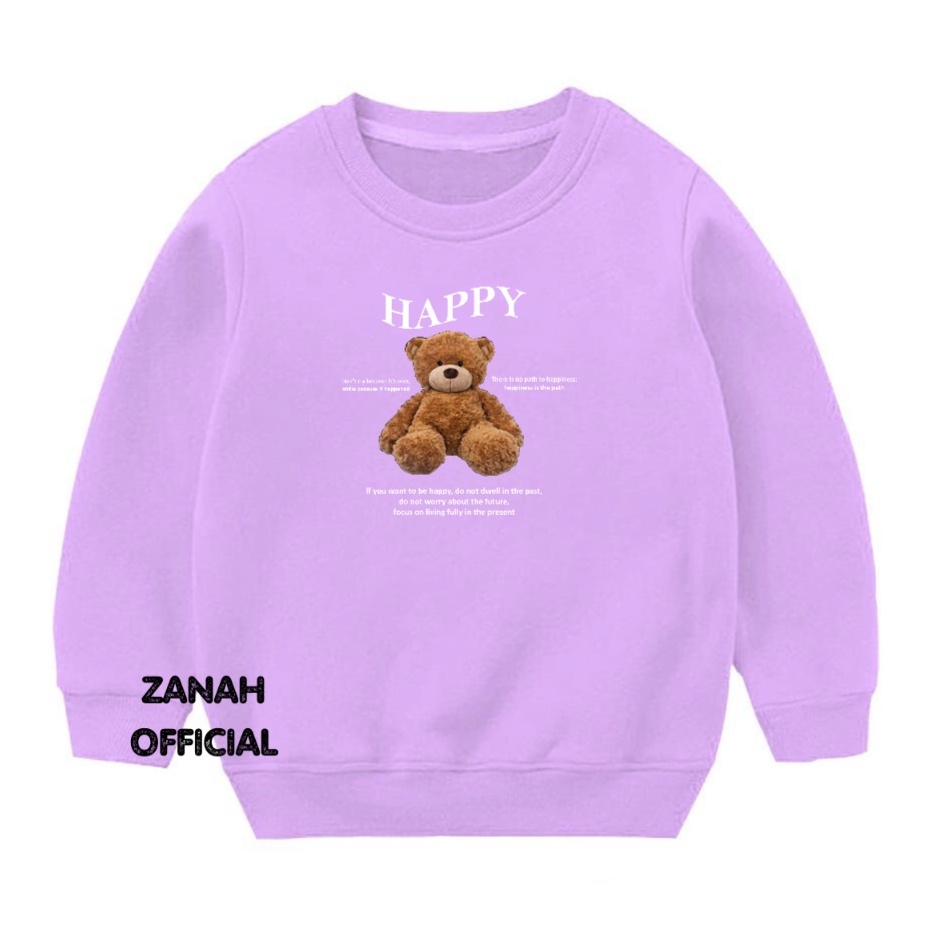 Crewneck Balita Anak Anak 1-5 thn Bahan Pleece Terbaru Motif Happy Bear