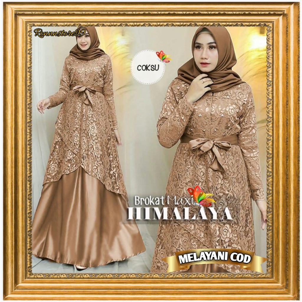 Himalaya Brokat Maxi Gamis Pakaian Wanita Dewasa Jumbo Ukuran AllSize Bahan Brukat / Dress Terbaru