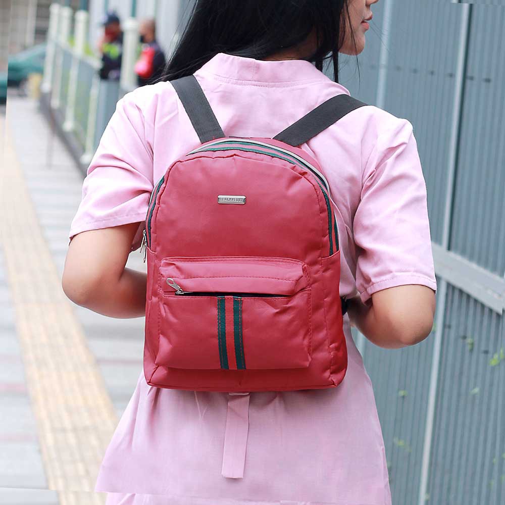 Tas Wanita model Ransel Stylish Backpack || Warna Merah Maroon - 698