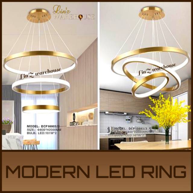 Lampu gantung MODERN LED GOLD RING 3 LAYER pendant light