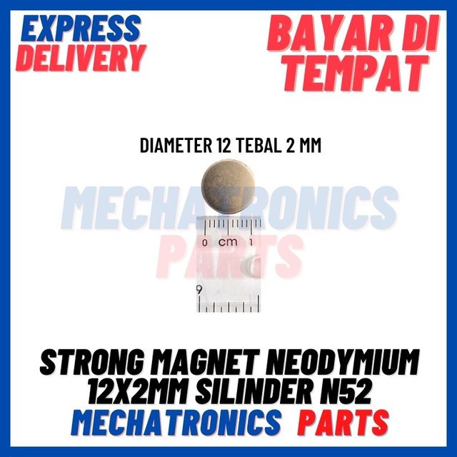 2PCS STRONG MAGNET NEODYMIUM 12x2mm SILINDER DIAMETER 12 TEBAL 2 mm N52