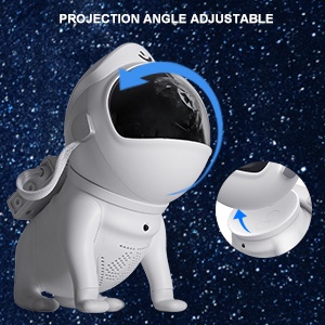 Topspot Lampu Proyektor Dengan Speaker Space Dog Galaxy Projector with 360°Adjustable Design 21 Color Modes Bluetooth Music Speaker 8 White Noises and Timer Astronaut Light Projector for Kids and Adults