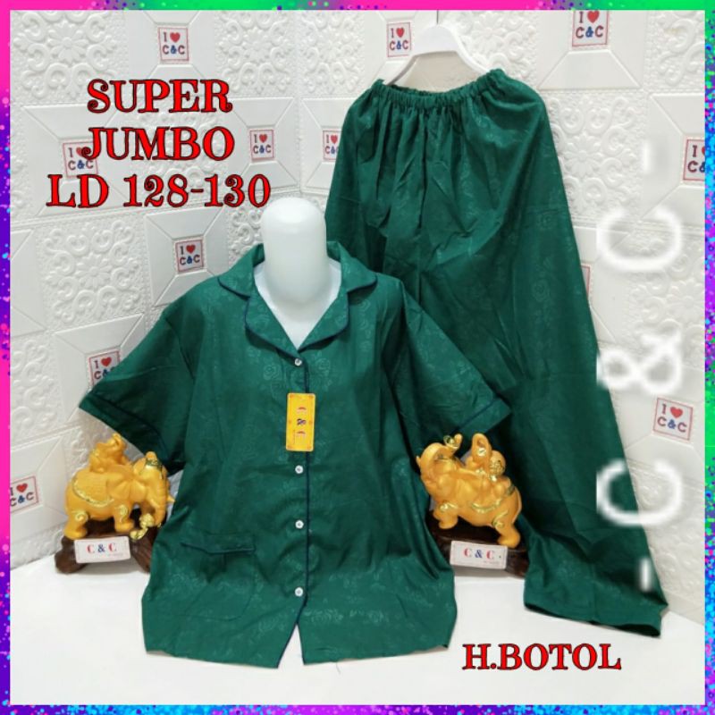 CNC - BAJU TIDUR WANITA SUPER JUMBO CP 5XL/LD 130/HEMBOS-Ijo botol