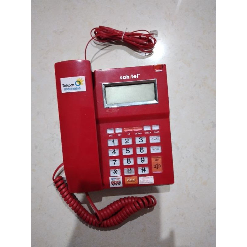 Sahitel S52R Red Telepon Rumah Merah Pesawat Telkom Kabel Preloved 99% Like New