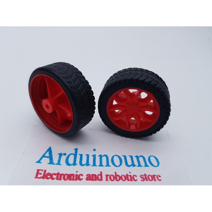 2x30mm smart car, small wheel / roda for toy robot red hole 2mm rubber