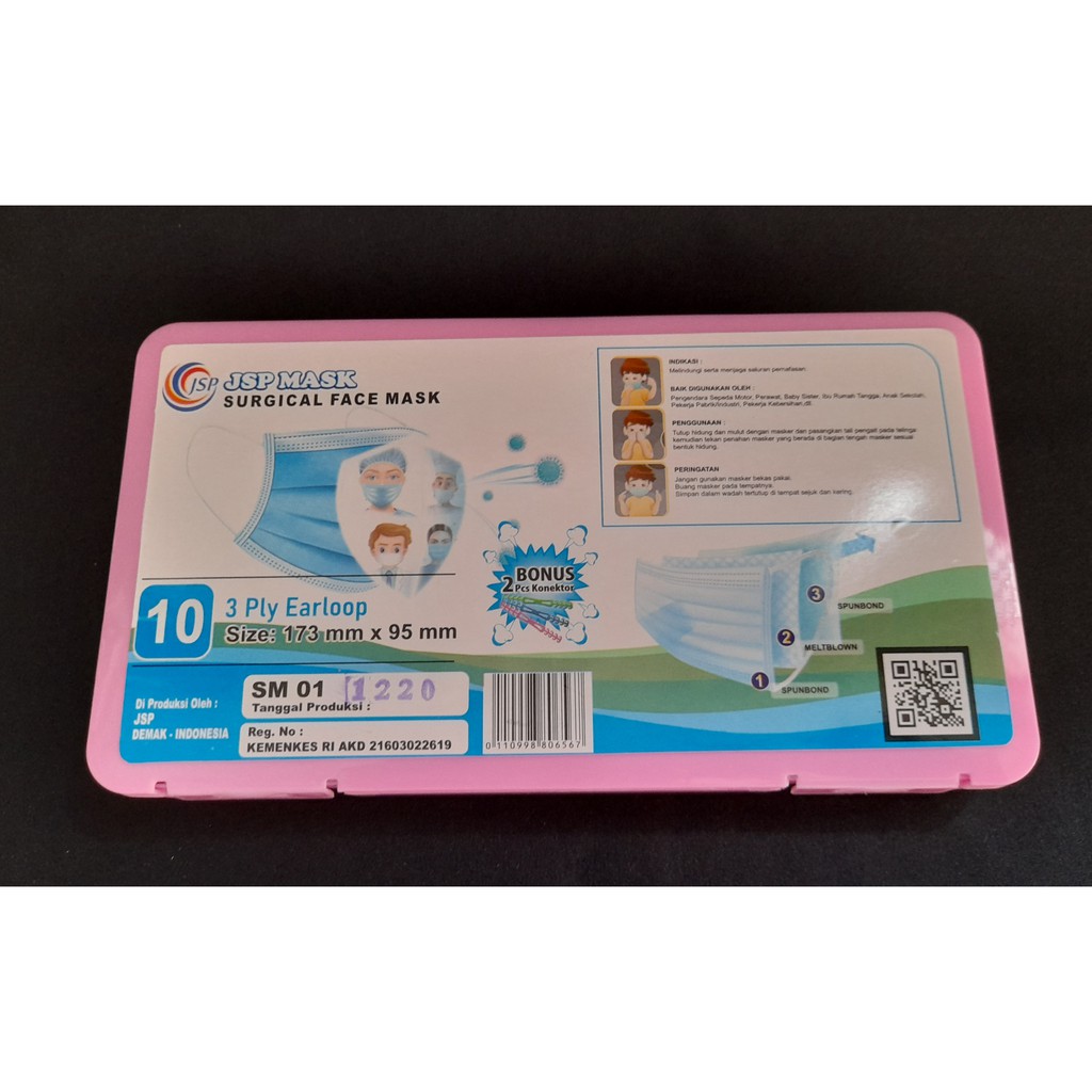 Masker box - surgical face mask free 2pc konektor (isi 10)