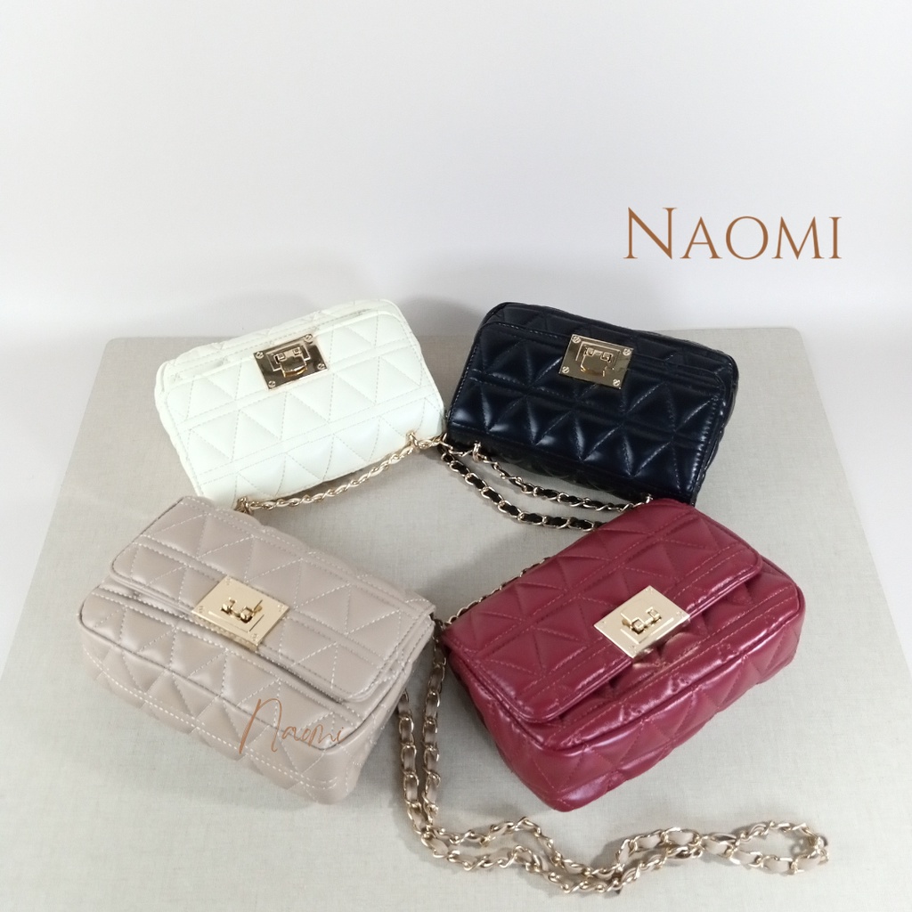 NAOMI - Sling Bag Import Florentia - Tas Selempang - Tas Wanita Dewasa - Kulit Sintetis handbag - tas cewek - tas Tali Rantai mix PU Premium - naomi bag