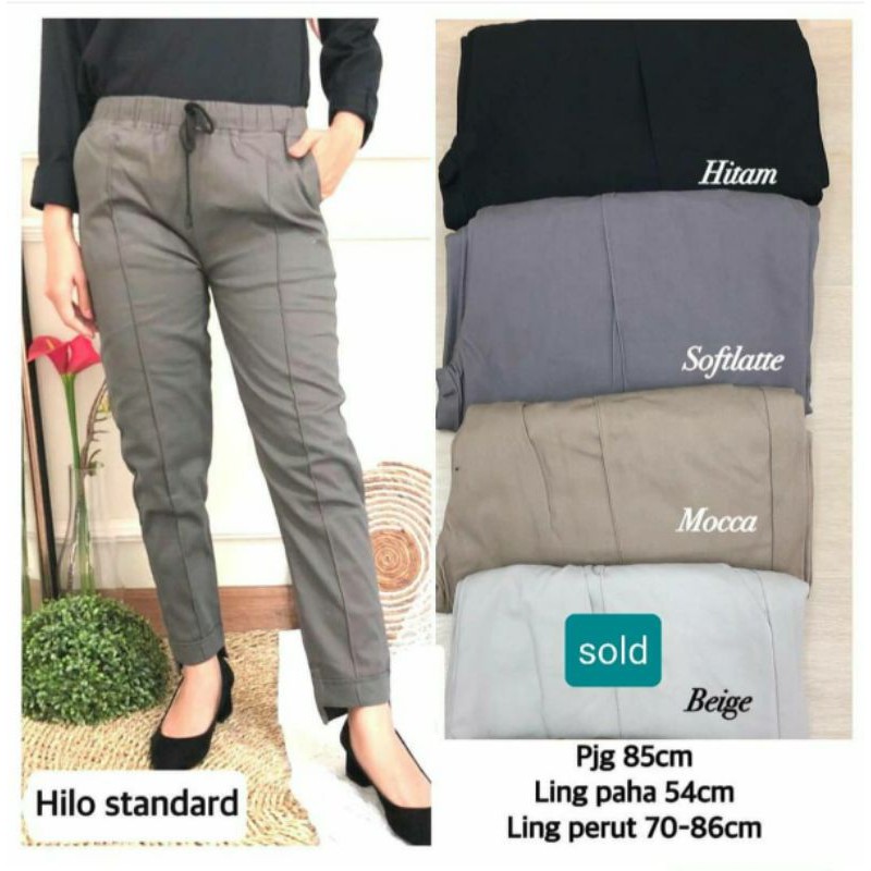 Celana Bahan Kasual Kantor Premium Model Hi-Lo  - casual work pants