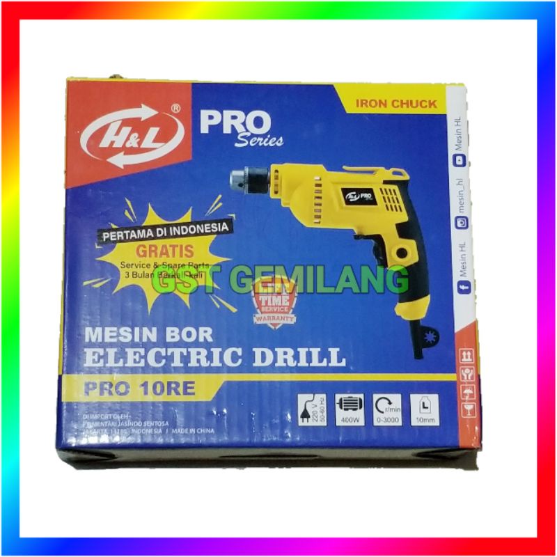 Mesin Bor Electric Drill H&amp;L HnL 10mm Pro 10RE Series