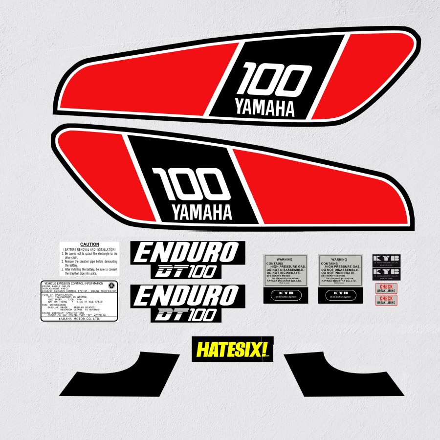 Decal Sticker Tempelan DT 100 model Yamaha XT 500 Vintage Enduro Hatesix