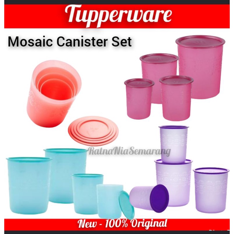 Tupperware Toples Kedap Udara Ketat Cairan Mozaik Mosaik Mosaic Canister Set