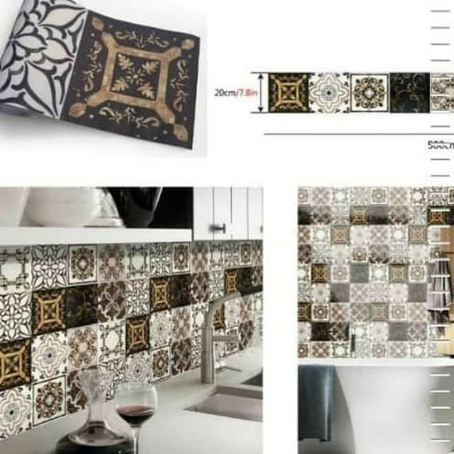 Wallpaper/sticker lantai motif tegel vintage B
