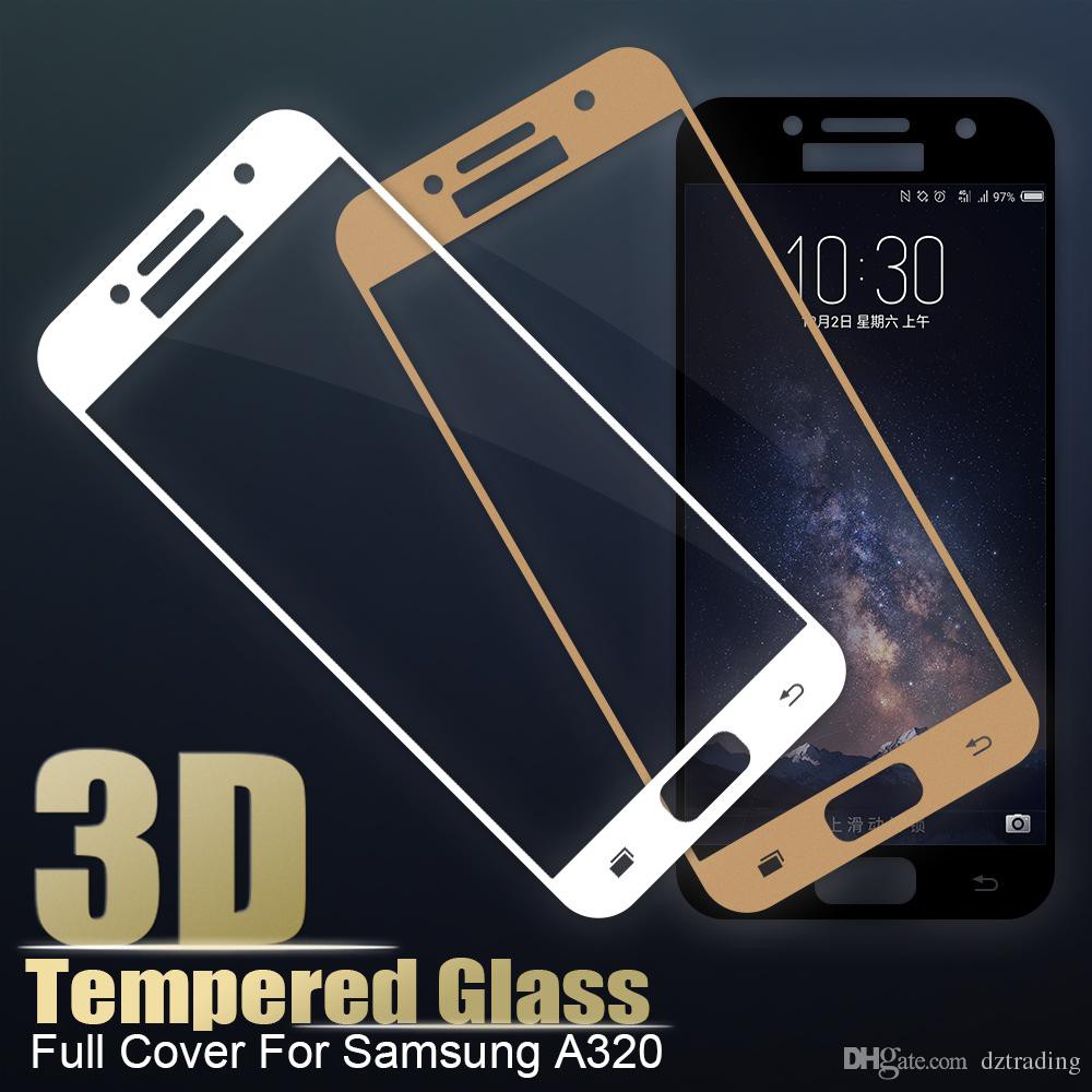 Samsung A320 A3 2017 Tempered Glass 3D Full Body Full Screen Anti Gores Kaca Screen Guard HP