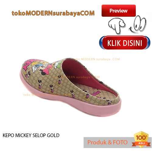 SEPATU SANDAL ANAK KARAKTER PRINTING KEPO MICKEY SELOP GOLD