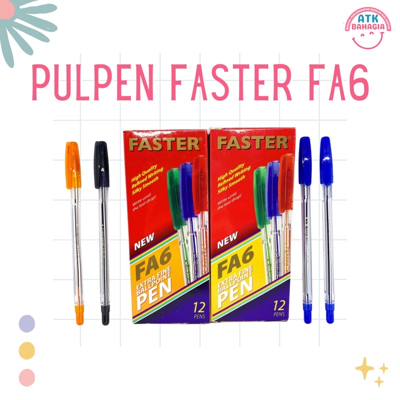 

(12PCS) PULPEN FASTER FA6 HITAM / BIRU 1 BOX