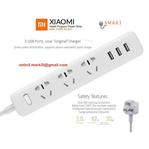 Smart Plug xiaomi Power Strip 3 USB Original