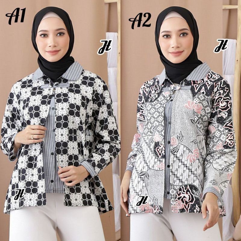 Batik Wanita Asj Sa Hrb026 Kenongo Kemeja Tosca Pendek