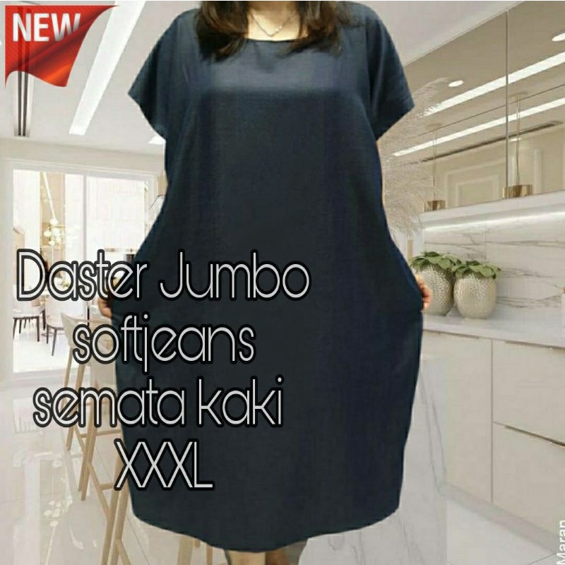 daster busui daster jumbo daster big size Dress jumbo/bigsize bahan denim halus/sofjeans berkwalitas