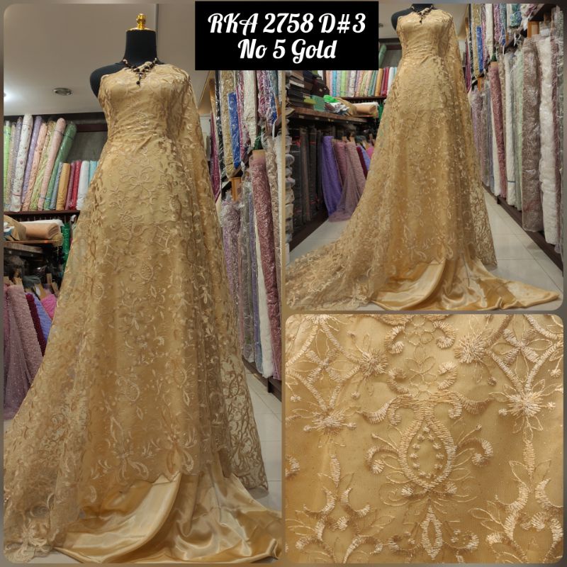 Kain Tile Brokat Motif Akar Sapto RKA 2758 D#3 No 5 Gold.