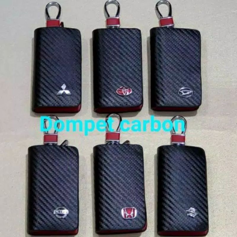 dompet gantungan kunci mobil logo toyota honda Mitsubishi suzuki nissan daihatsu Mazda wuling carbon motor