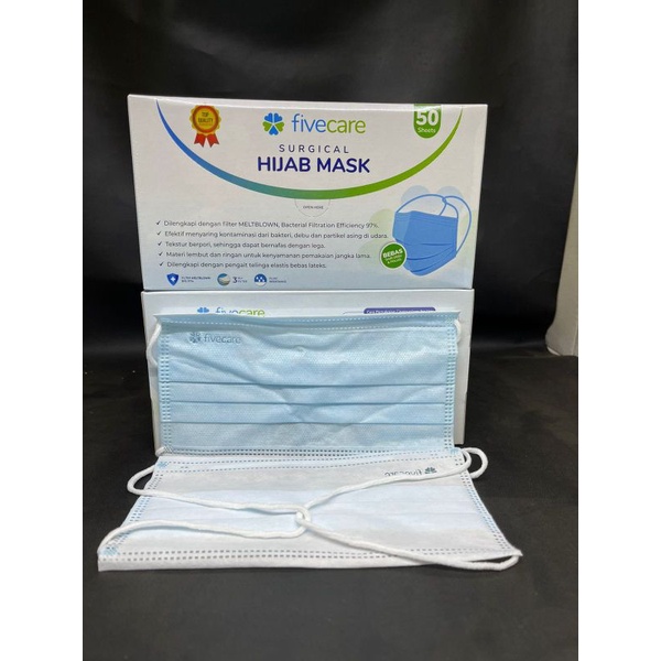 MASKER FIVECARE 3PLY SURGICAL MASK PREMIUM ISI 50PCS