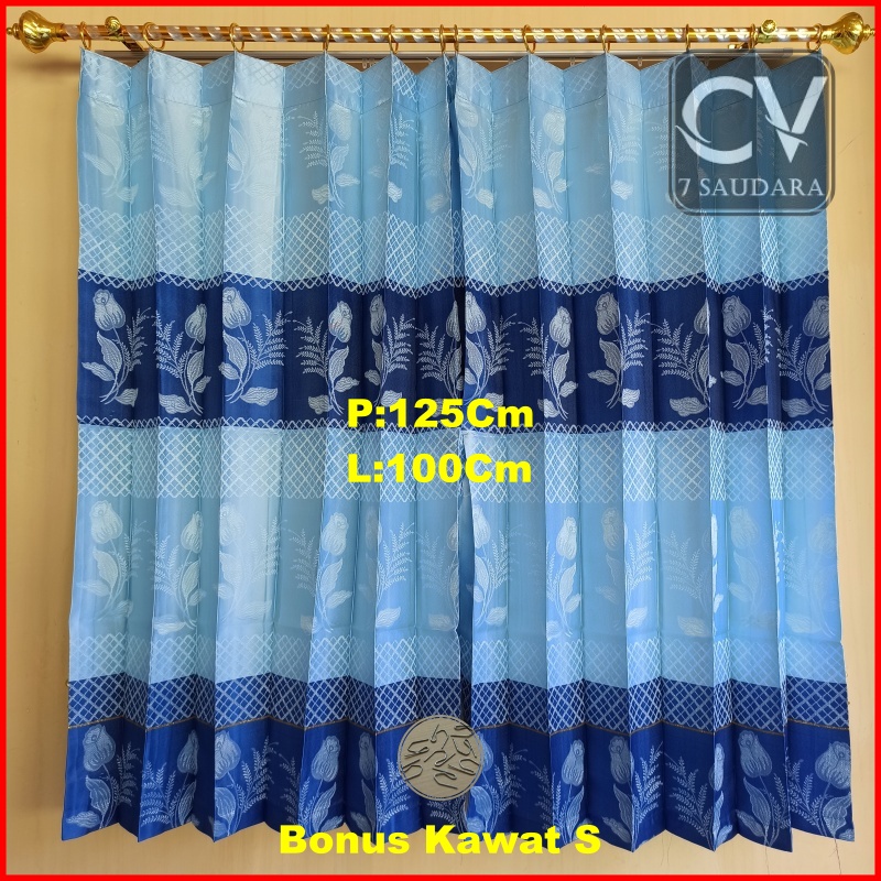 Tirai Jendela Pendek Kamar Tidur Gorden Cendela Motif Bunga Minimalis Murah Ukuran L 100Cm X P 125Cm