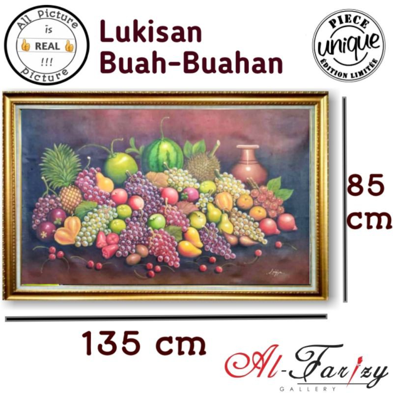 Lukisan Buah Buahan Unik Minimalis Kanvas Lengkap dengan Frem Ukuran 135x85 cm