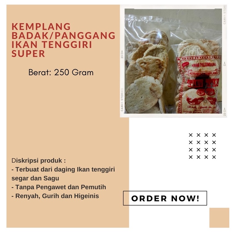 

Kemplang palembang panggang / bakar badak ikan tenggiri berat 250gram