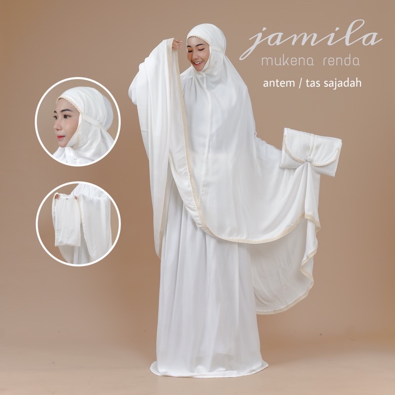 Mukena rayon  mukena dewasa jumbo putih polos renda tas  sajadah jumbo mewah mukena premium mukena t
