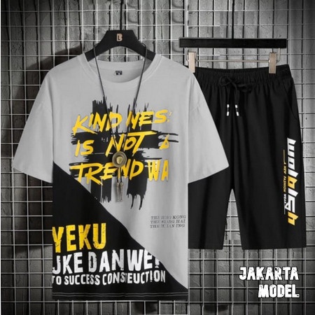 Setelan Baju Anak Remaja Laki-laki Usia 10 11 12 13 14 15 16 17 Tahun-Set Kaos Anak Cowok Korea Keki