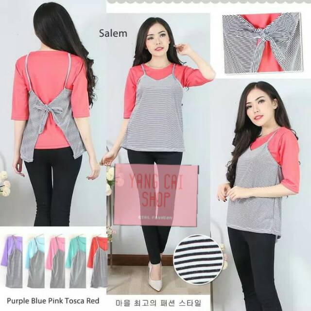 BAJU ATASAN BLOUSE WANITA MURAH ROMPI IKAT BELAKANG