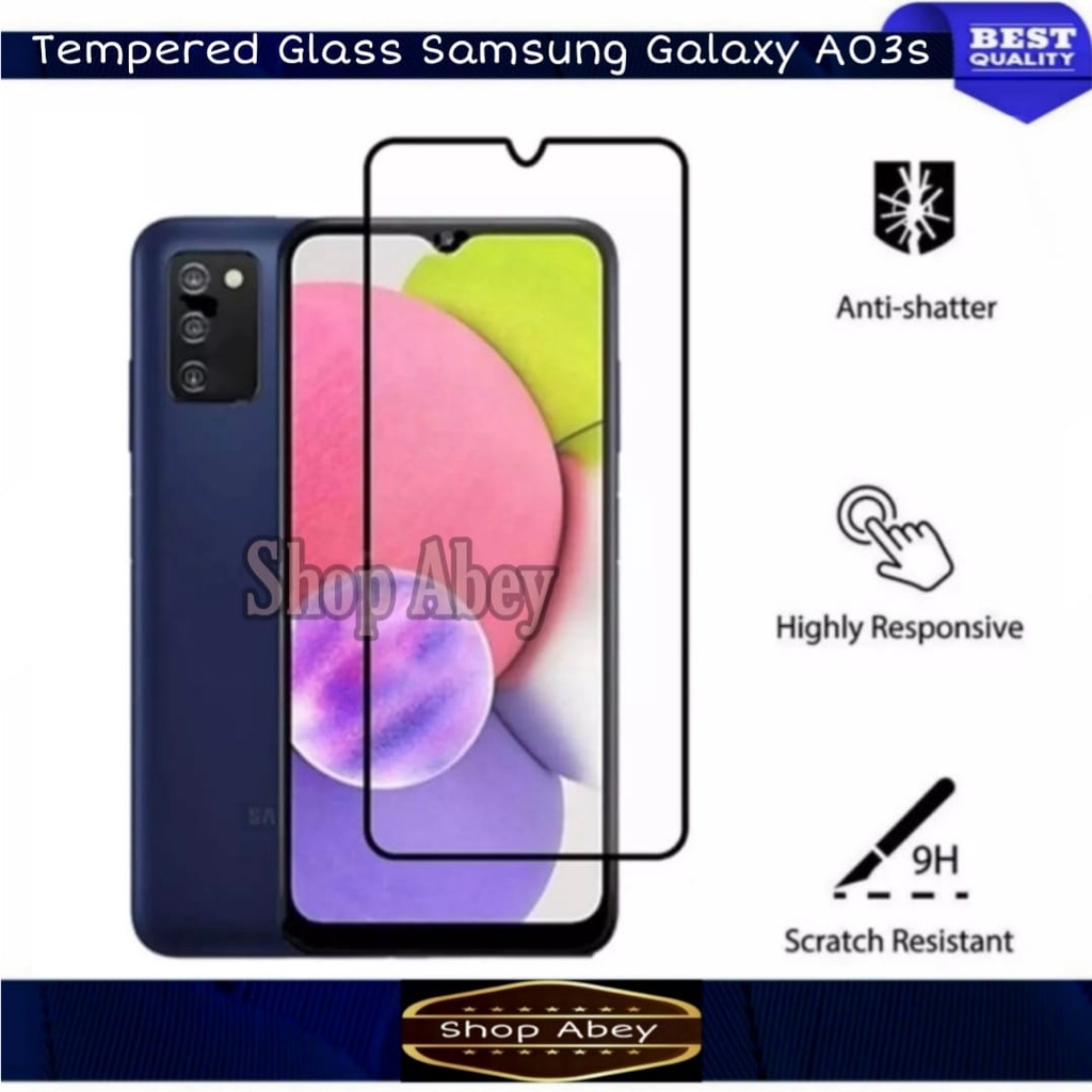 TEMPERED GLASS LAYAR FULL SAMSUNG GALAXY A03S ANTI GORES LAYAR FULL SAMSUNG GALAXY A03S - NEW