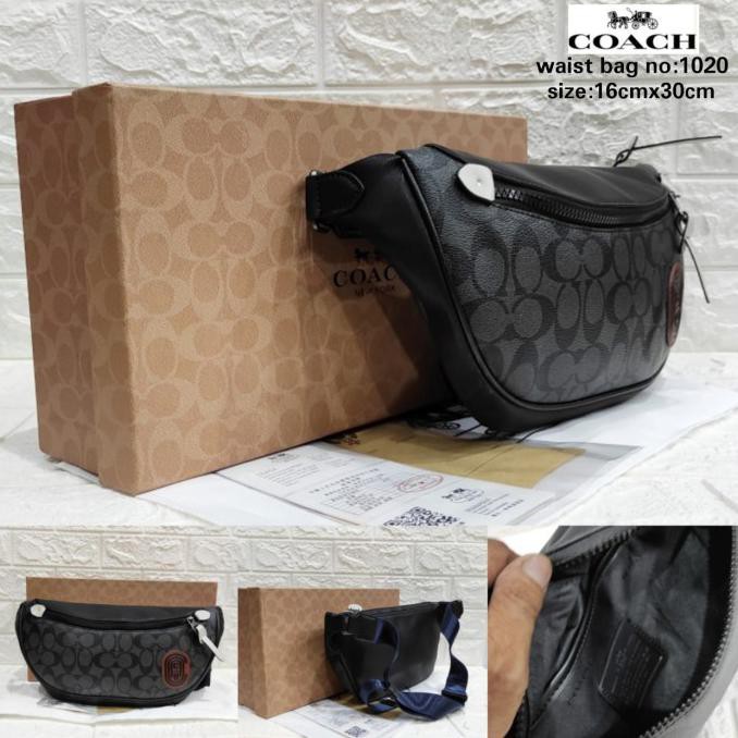 Coach Signature Rivington Belt Bag Waist Bag Tas Pinggang - Black Paprikaolshop321