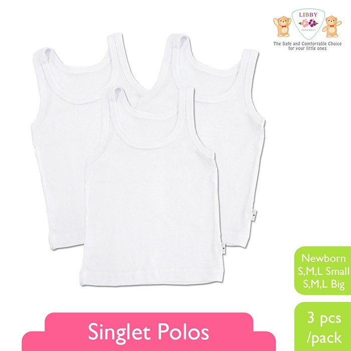 Libby Singlet Polos Putih Isi 3pcs/pack Ukuran SML