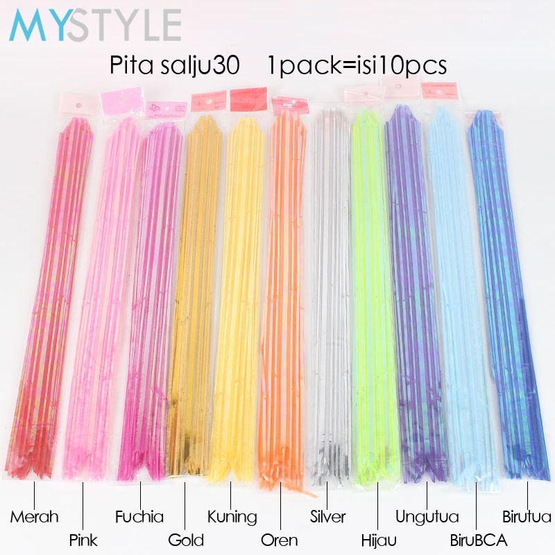 HAPPY TIME PITA TARIK TRANSPARAN KECIL/BESAR PITA SERUT GARIS  1 PACK = 10 PCS PITA KADO PITA HIAS