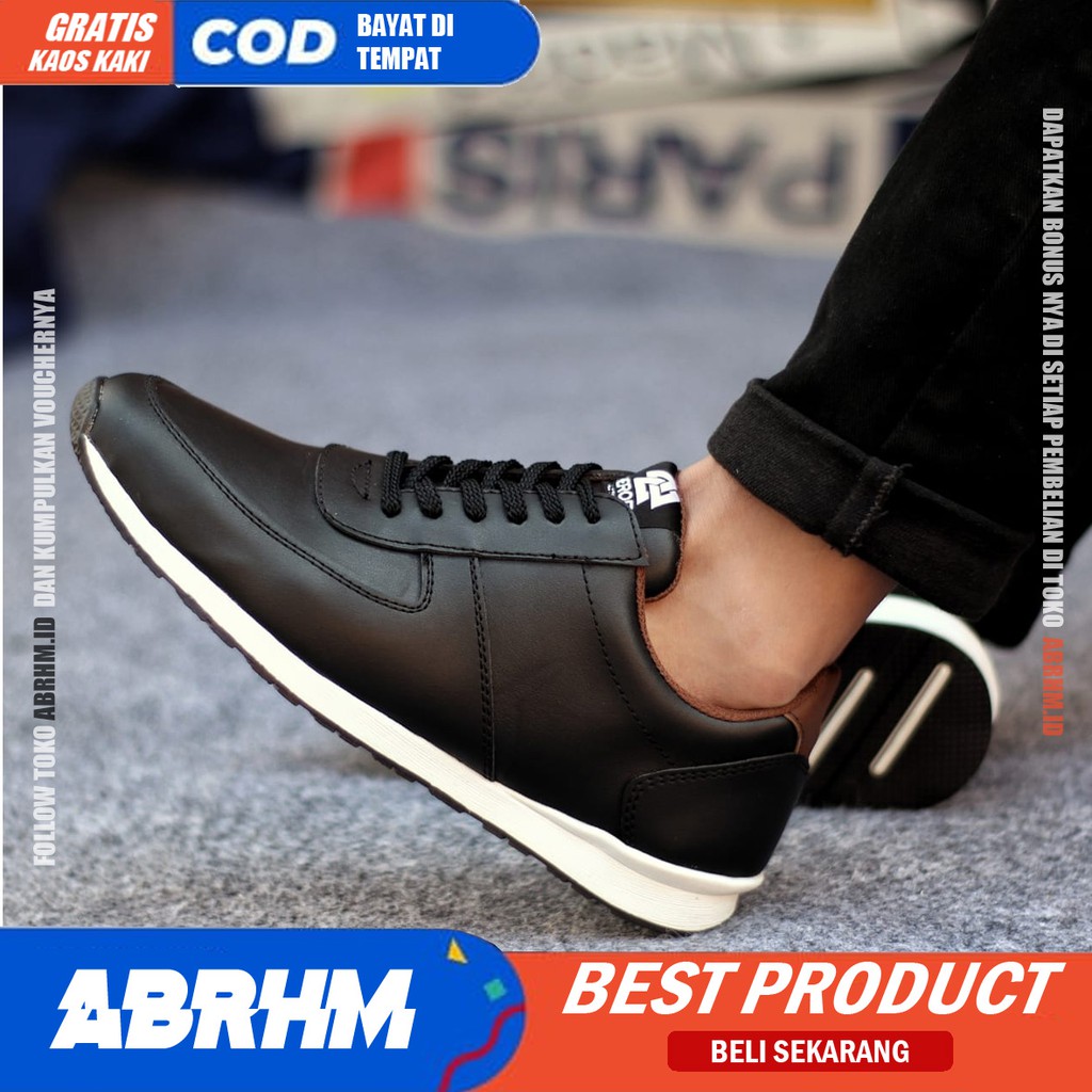 ABRHM x PREY Sepatu Casual Sneaker Pria Sepatu Pria Casual Sneakers Kulit Pu Ori Cowo/Cowok Keren Sepatu Kasual Kerja Kuliah Kondangan Gaya Santai Keren Kekinian Original Murah Terlaris