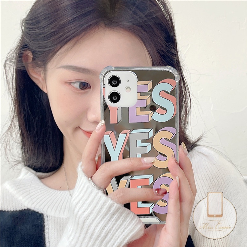 Casing iPhone 11 7Plus 8Plus XR X XS Max 13 12 Pro Max 7 8 Plus SE 2020 Shockproof Motif Tulisan YES