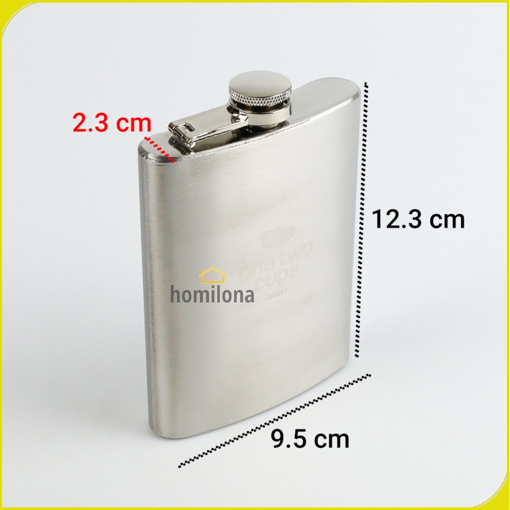 Botol Minum Wine Flask Bentuk Kotak 8oz - One Two Cups MS351 - Silver