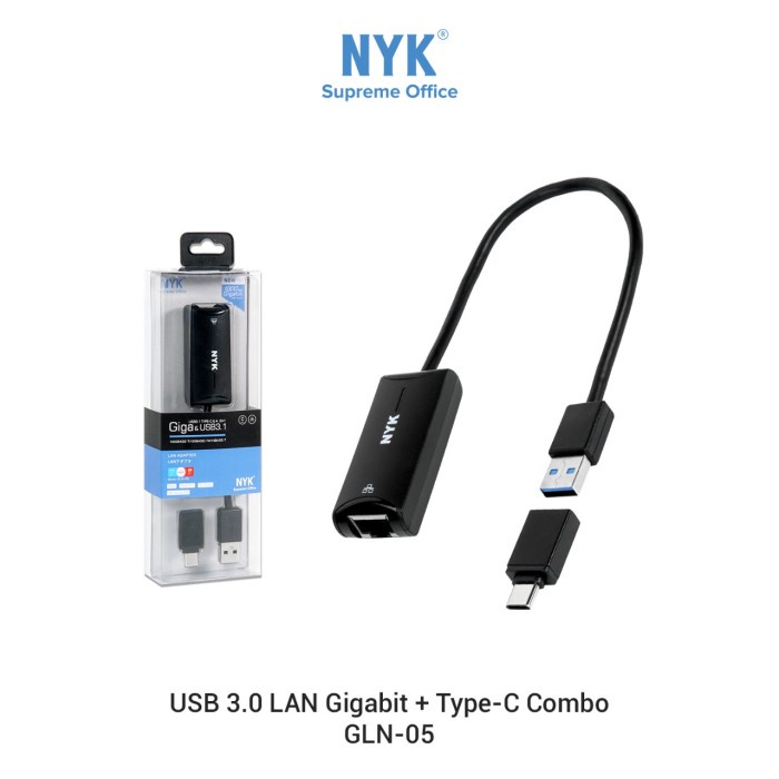 NYK GLN-05 USB 3.0 LAN Gigabit + Type-C combo