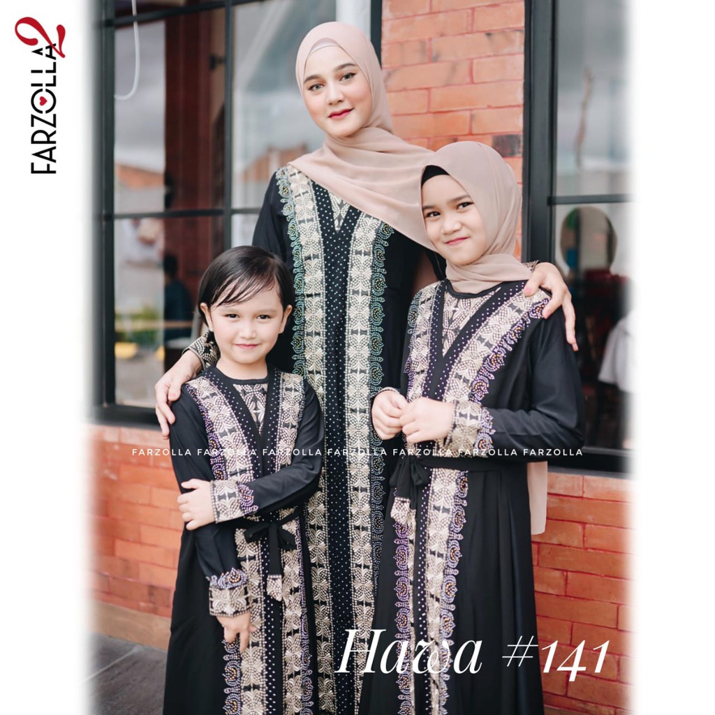 COUPLE ABAYA IBU DAN ANAK//Abaya Turkey HAWA 141 hitam bordir//turki saudi// Abaya ORI/Abaya Hitam