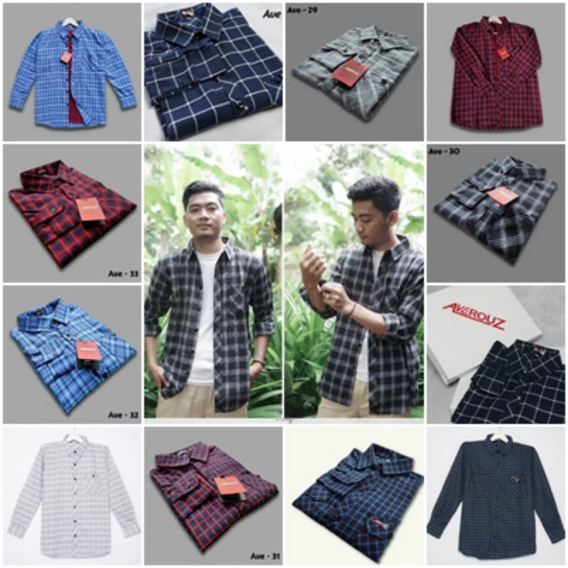 Kemeja flanel pria kemeja lengan panjang flanel atasan pria averouz