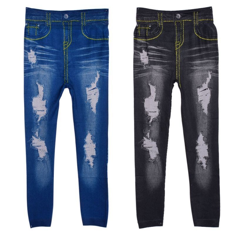  Celana  Jeans Legging  Wanita  Model  Ripped dengan Potongan 
