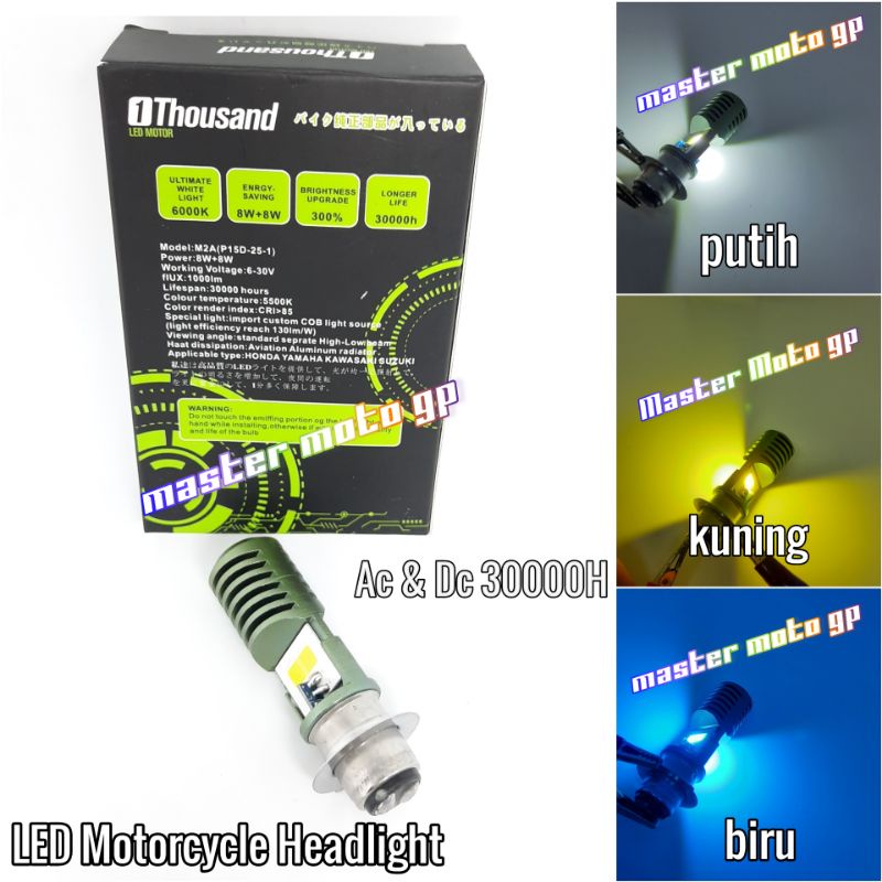 Lampu LED Depan Motor 1Thousand Original 2 Mata AC/DC Mio Beat Vario Kharisma supra jupiter grand blade vega f1zr Xeon