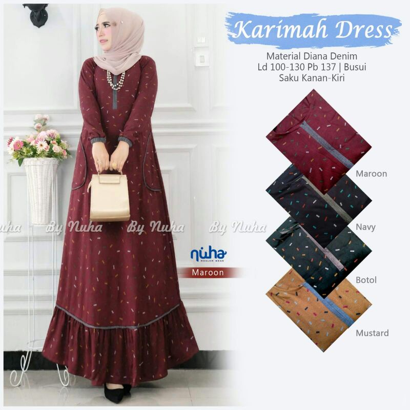 gamis karimah/ gamis murah karimah diana denim busui.