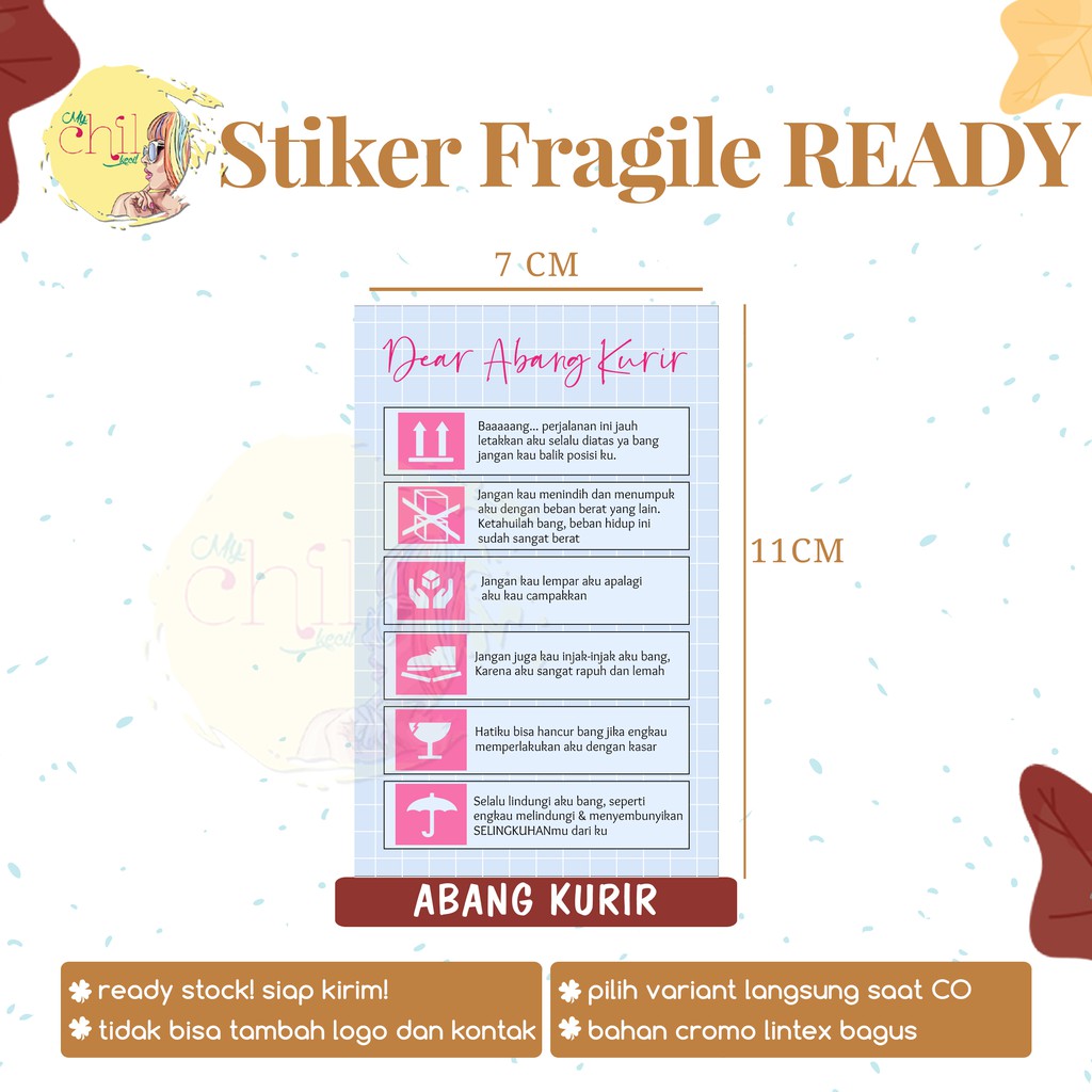 STIKER FRAGILE/STIKER ABANG KURIR LUCU/STIKER FRAGILE UNIK/STIKER FRAGILE MURAH/ STIKER FRAGILE LUC