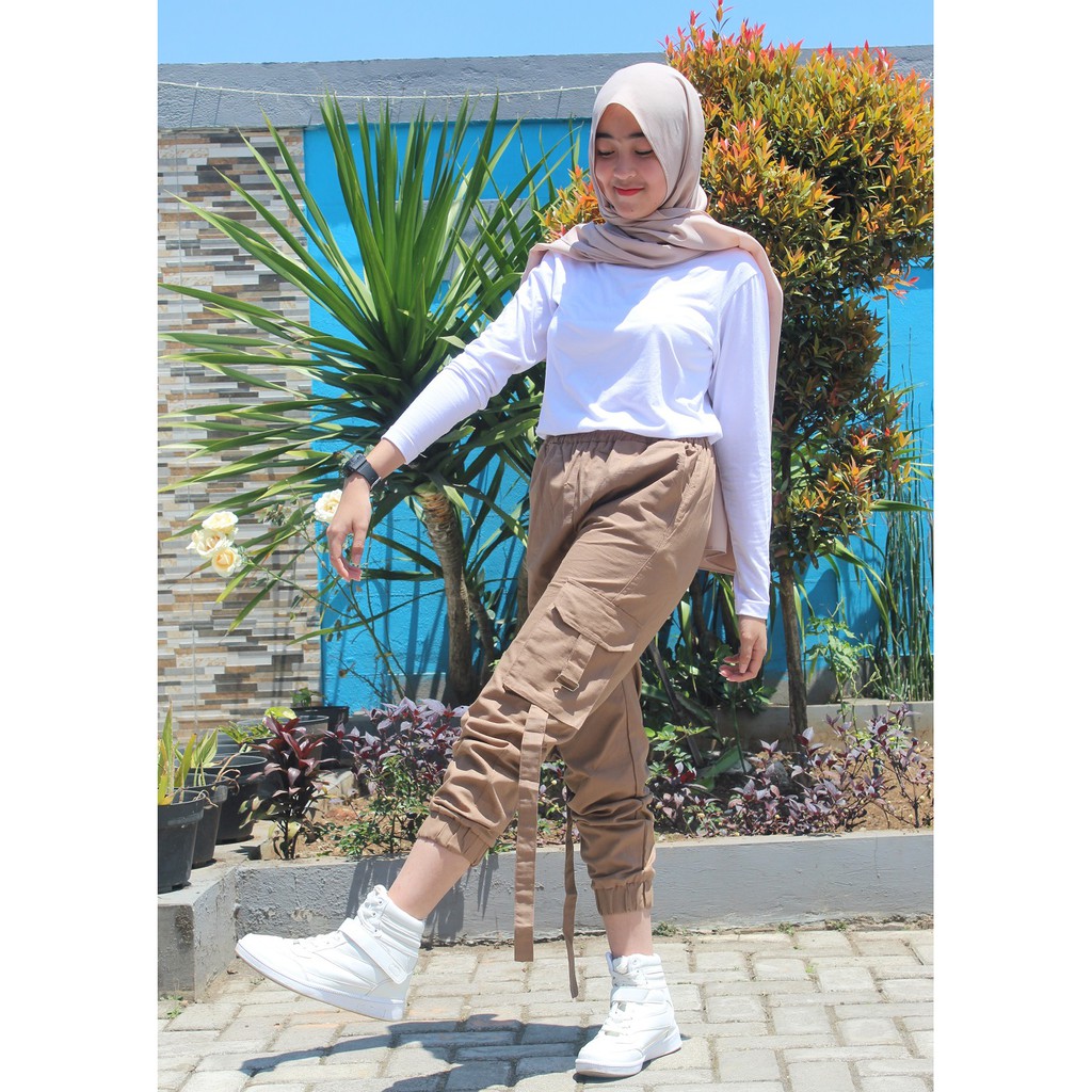 BAYAR DI TEMPAT !! Celana Jogger Pant Milo Bawahan Wanita Pinggang Karet Elastis Trendy