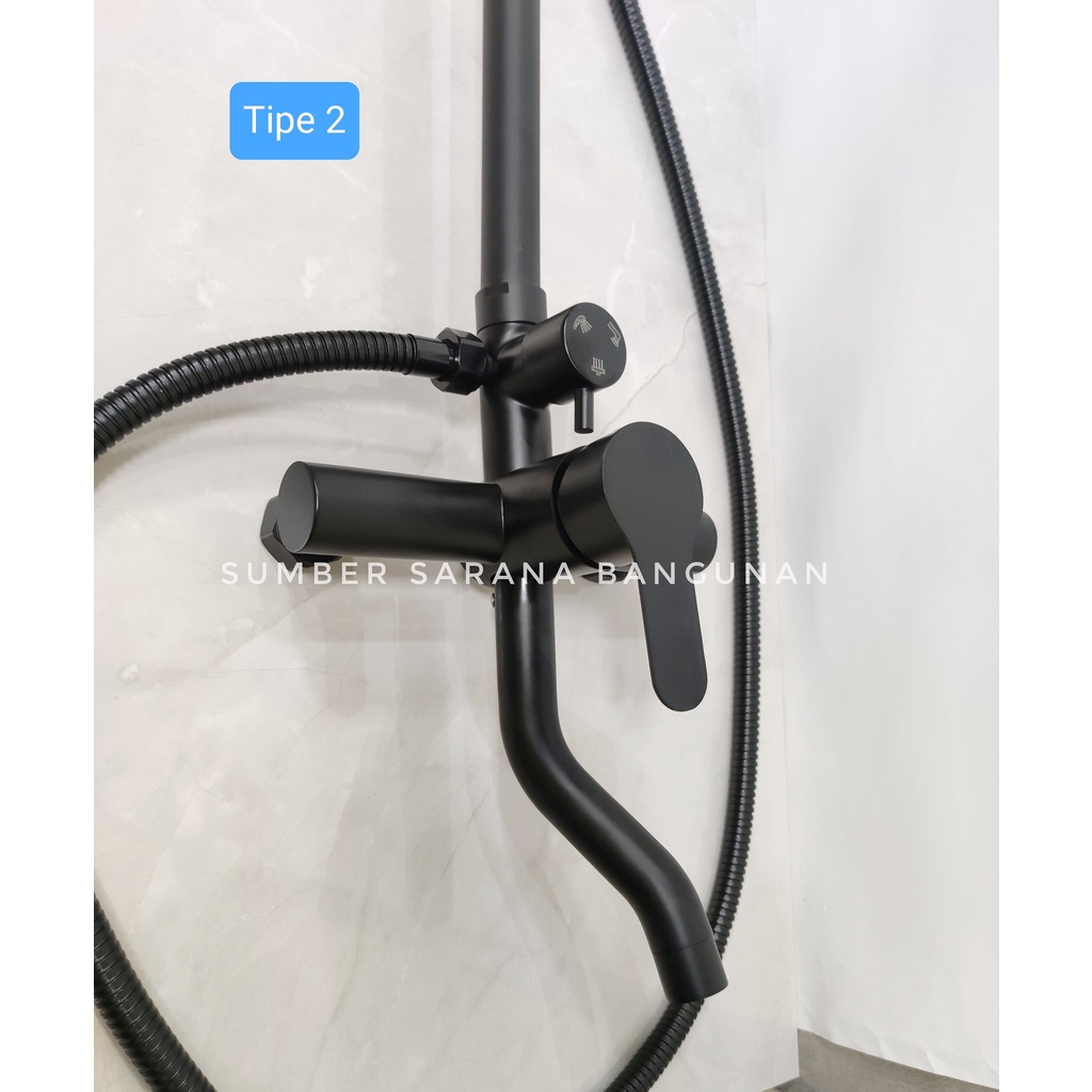 Shower Column Panas Dingin Set Komplit Black / Shower Tiang Hitam 6022