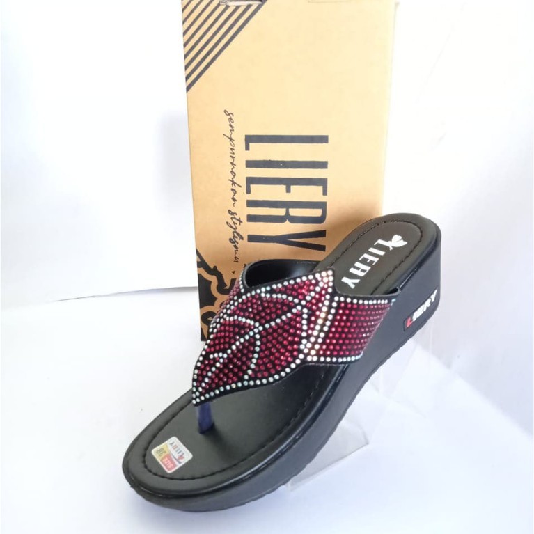 SANDAL WANITA WEDGES CALBI HAK 5CM MODEL TERBARU-JP 08 DAUN