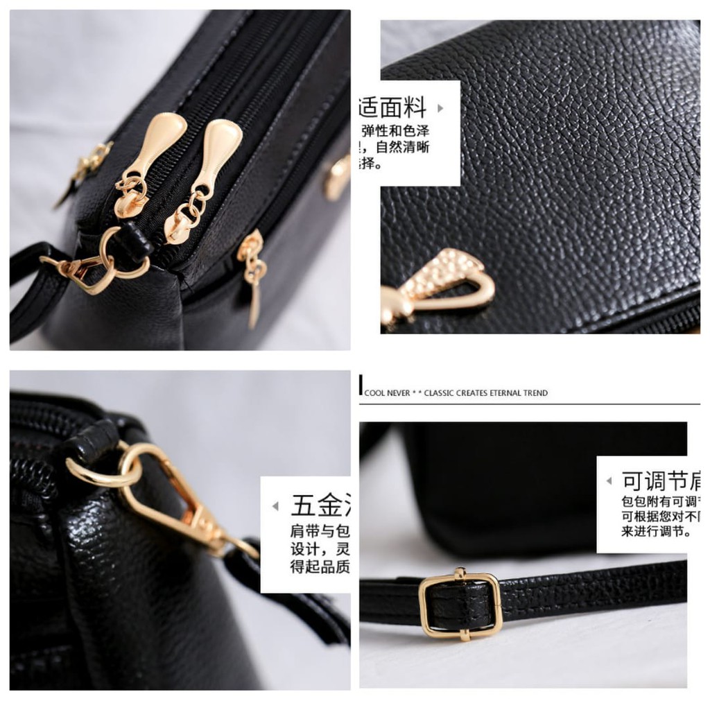 TAS SELEMPANG IMPORT PESTA WANITA KULIT HITAM KOREA TA173B5 SHANDIA PREMIUM FASHION BATAM SLING BAG